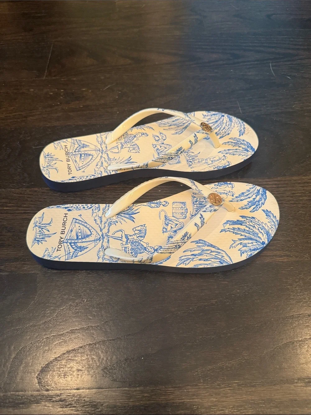 Tory Burch toile flip-flops